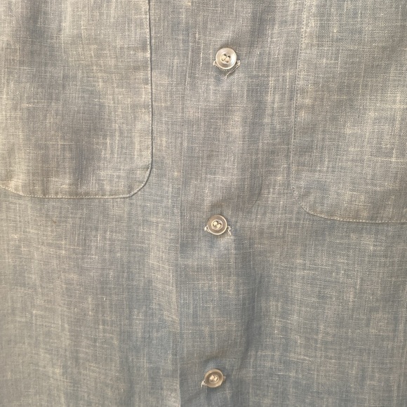 Baby blue cotton/linen button up - Picture 2 of 2